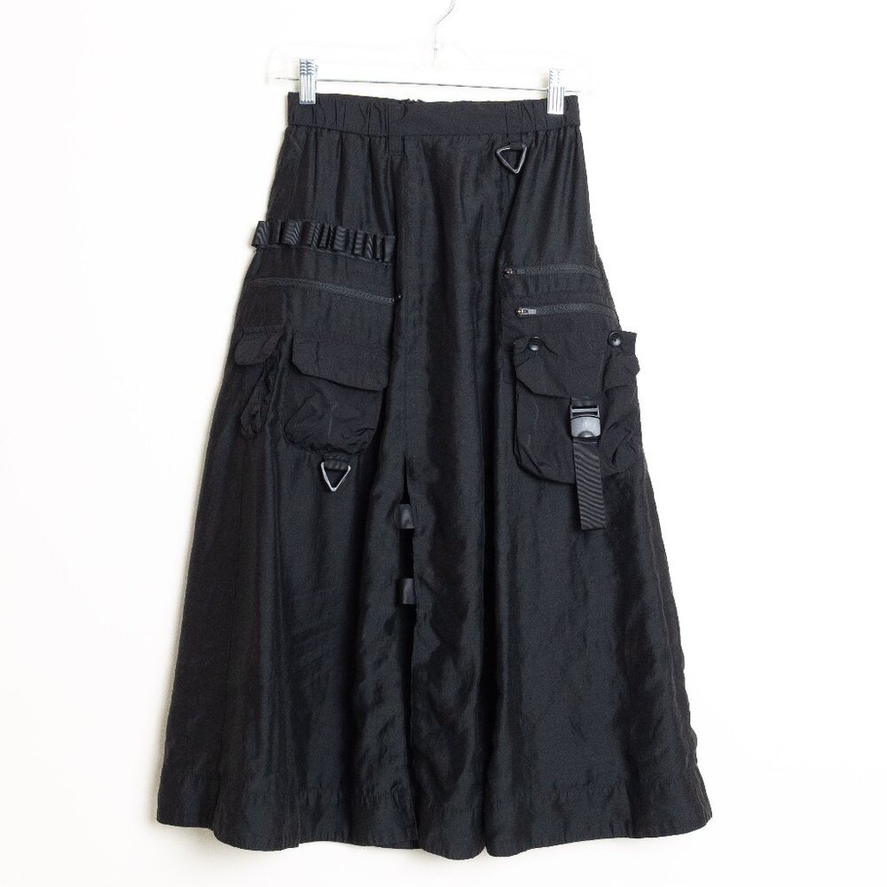 Initial Black Utility Cargo Midi Skirt Black Harajuku Grunge XS/ S 150/60A